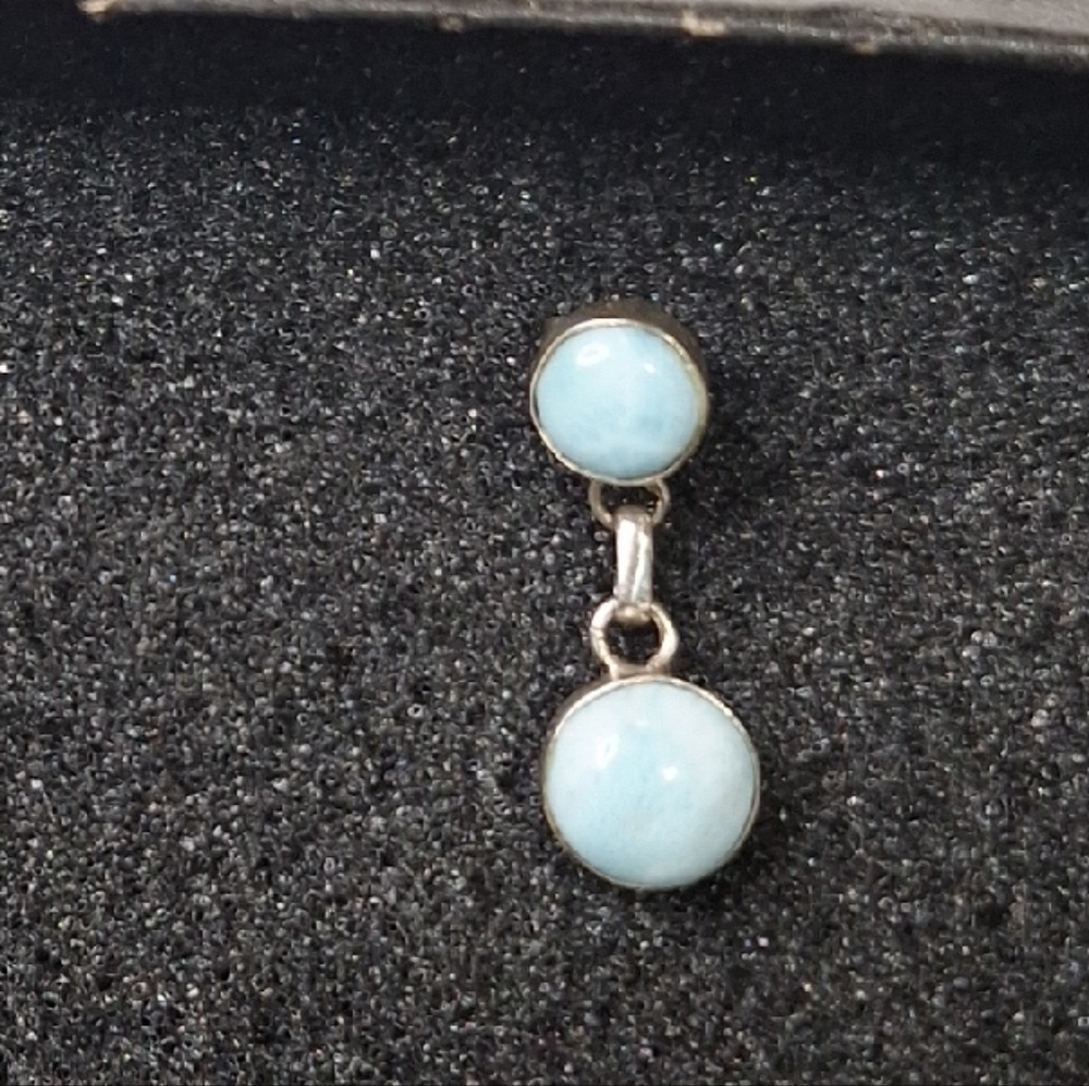 Elegant LARIMAR Silver and Blue Drop Earrings